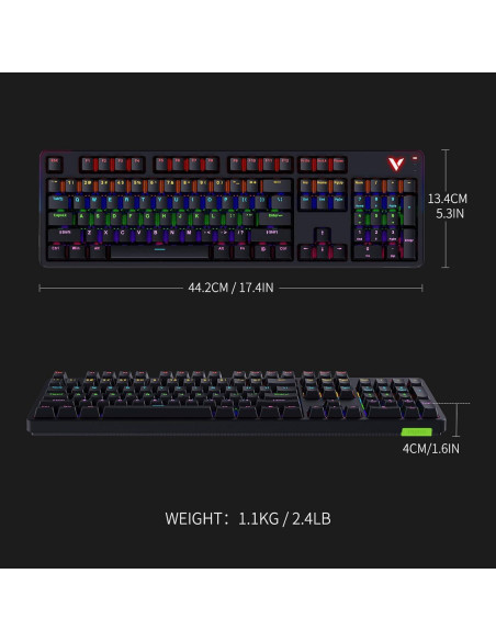Teclado Mecánico Rapoo V500Pro RGB 104 Teclas Anti-Ghosting