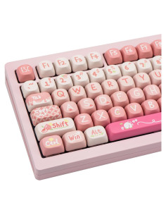 Teclado Mecánico COOMICKEY con Teclas PBT Rosa MOA 134 Teclas