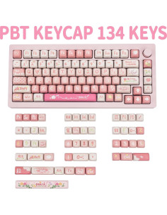 Teclado Mecánico COOMICKEY con Teclas PBT Rosa MOA 134 Teclas 2