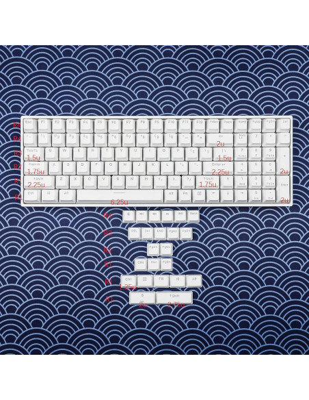 Conjunto de Teclas YMDK Doble Tiro 108 PBT Brillante Blanco 122