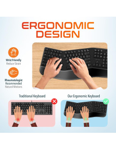 Teclado Ergonómico Inalámbrico Delton KB200 con Reposamuñecas 2