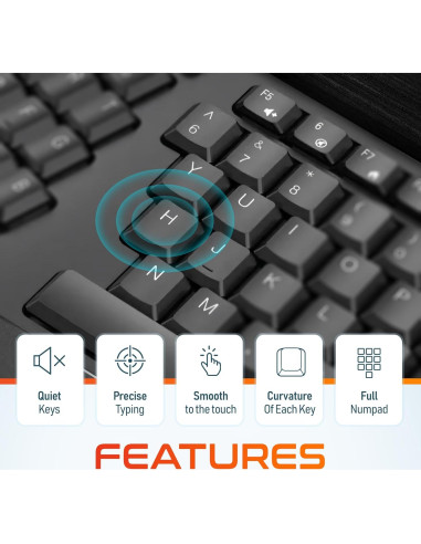 Teclado Ergonómico Inalámbrico Delton KB200 con Reposamuñecas