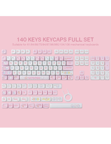 Juego de Teclas PBT Gato Bonito 140 Teclas MOA Cherry MX