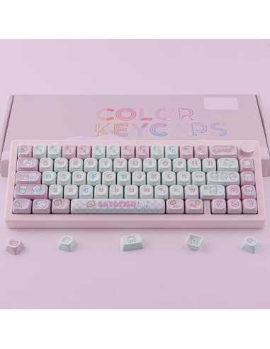 Juego de Teclas PBT Gato Bonito 140 Teclas MOA Cherry MX