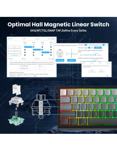 Teclado Gaming MAMBASNAKE X68 HE RGB 8000Hz Luz de Luna