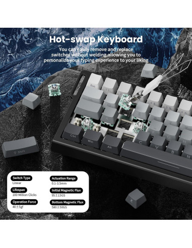 Teclado Gaming MAMBASNAKE X68 HE RGB 8000Hz Luz de Luna