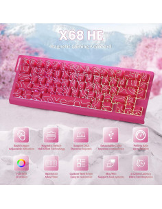 Teclado Gaming ATTACK SHARK X68 HE 60% RGB Magnético Rojo 2