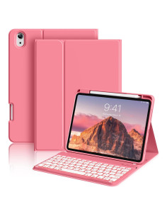 Funda de Teclado Inalámbrico AOUB para iPad 11" y 10.9" - Rosa Sandía