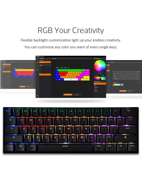 Teclado Mecánico Anne Pro 2 60% RGB Bluetooth Gateron Rojo