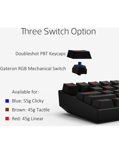 Teclado Mecánico Anne Pro 2 60% RGB Bluetooth Gateron Rojo