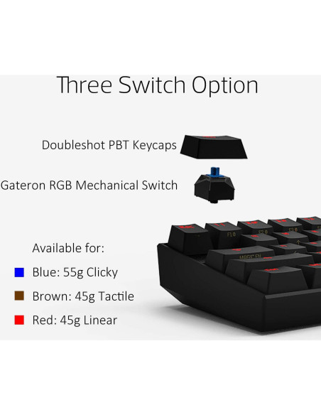 Teclado Mecánico Anne Pro 2 60% RGB Bluetooth Gateron Rojo