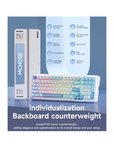 Teclado Mecánico Inalámbrico MCHOSE K99 98% RGB 6000mAh