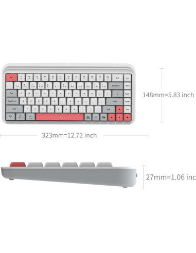 Teclado Gaming Inalámbrico S80 - 3 Modos, Silencioso, Blanco