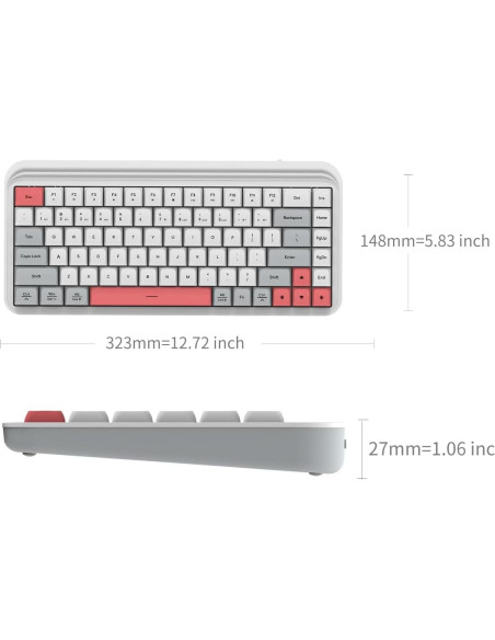 Teclado Gaming Inalámbrico S80 - 3 Modos, Silencioso, Blanco