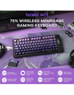 Teclado Gaming Inalámbrico FREEWOLF M75 Púrpura 82 Teclas RGB 2