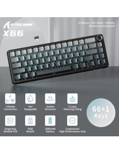 Teclado Mecánico Gaming Inalámbrico ATTACK SHARK X66 60% RGB 2