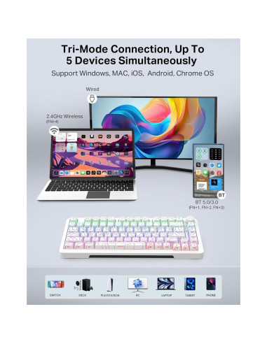 Teclado Mecánico E-YOOSO Z-82 RGB 75% Hot Swappable 81 Teclas