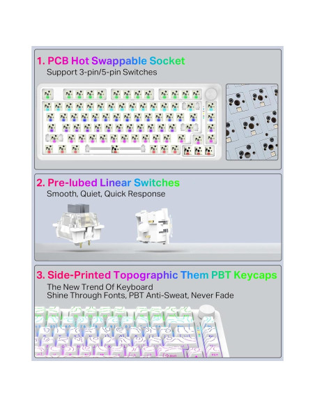 Teclado Mecánico E-YOOSO Z-82 RGB 75% Hot Swappable 81 Teclas Teclado Mecánico E-YOOSO Z-82 RGB 75% Hot Swappable 81 Teclas