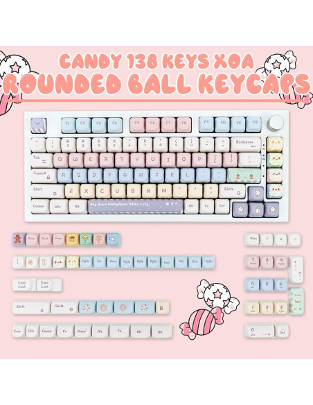 Juego de Teclas PBT Caramelo 138 Teclas Perfil XOA para Mecánicos Juego de Teclas PBT Caramelo 138 Teclas Perfil XOA para Mecánicos