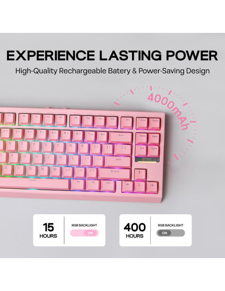 Teclado Mecánico EPOMAKER G84 RGB Inalámbrico 80% Rosa Teclado Mecánico EPOMAKER G84 RGB Inalámbrico 80% Rosa