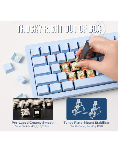 Teclado Mecánico Inalámbrico EPOMAKER Tide65 Azul 65% QMK/VIA Teclado Mecánico Inalámbrico EPOMAKER Tide65 Azul 65% QMK/VIA