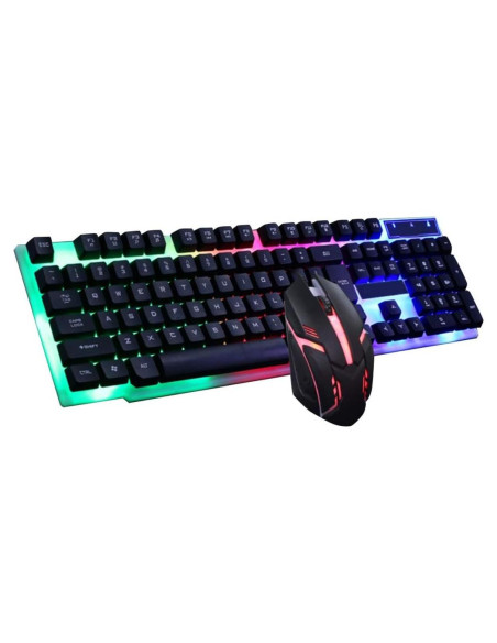 Combo Teclado y Ratón Gaming LED Sanpyl Negro 104 Teclas