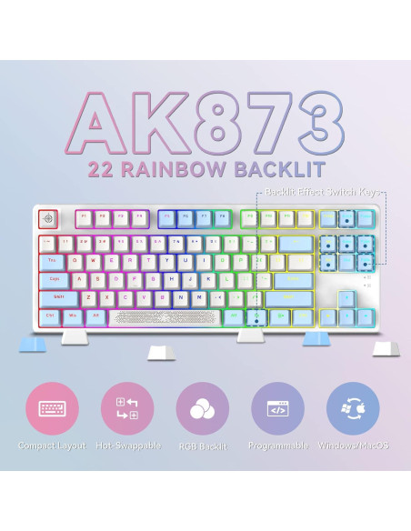 Teclado Mecánico Gaming A.JAZZ AK873 TKL 87 Teclas RGB