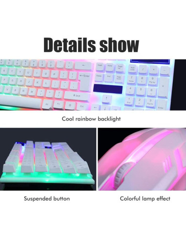 Combo Teclado y Ratón Gaming LED Sanpyl Negro 104 Teclas