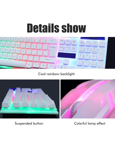 Combo Teclado y Ratón Gaming LED Sanpyl Negro 104 Teclas