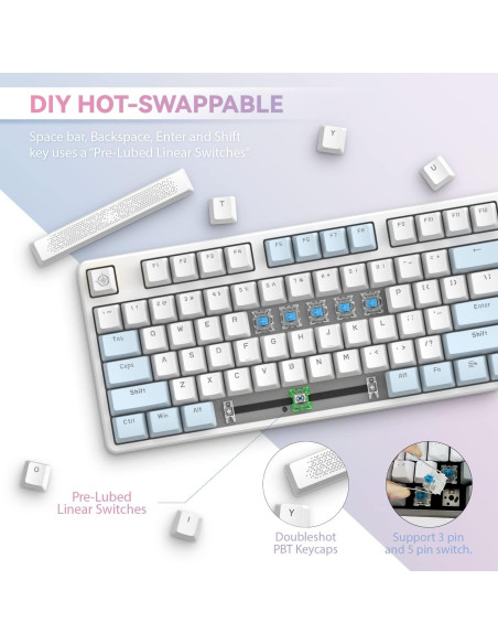 Teclado Mecánico Gaming A.JAZZ AK873 TKL 87 Teclas RGB