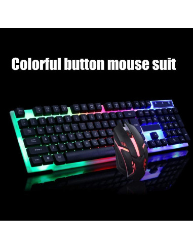 Combo Teclado y Ratón Gaming LED Sanpyl Negro 104 Teclas