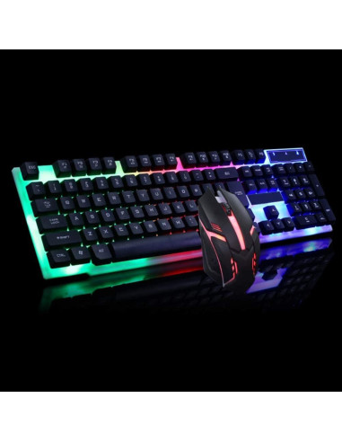 Combo Teclado y Ratón Gaming LED Sanpyl Negro 104 Teclas