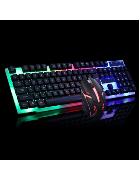 Combo Teclado y Ratón Gaming LED Sanpyl Negro 104 Teclas