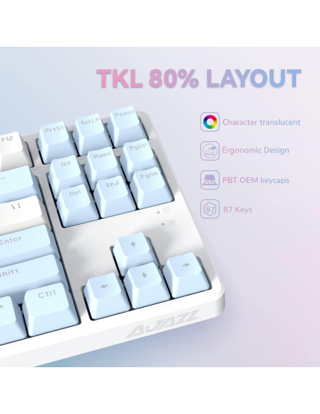 Teclado Mecánico Gaming A.JAZZ AK873 TKL 87 Teclas RGB