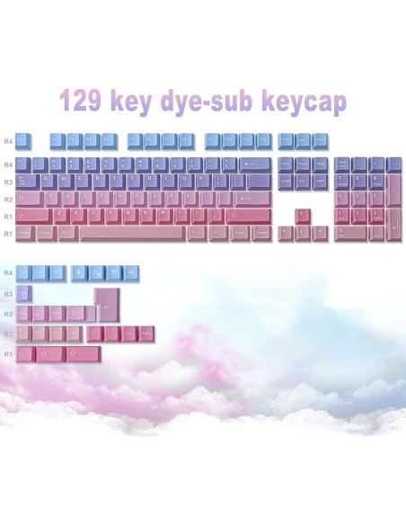 Conjunto de Teclas Mecánicas JOMKIZ PBT 129 Teclas Rosa Púrpura Conjunto de Teclas Mecánicas JOMKIZ PBT 129 Teclas Rosa Púrpura