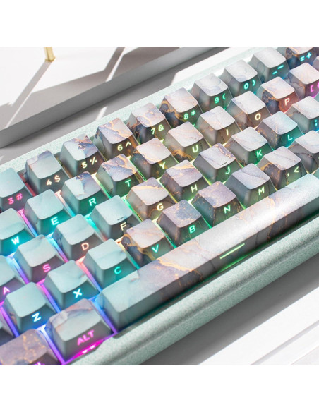Conjunto de Teclas PBT Verde Mármol 133 Teclas Cherry Profile