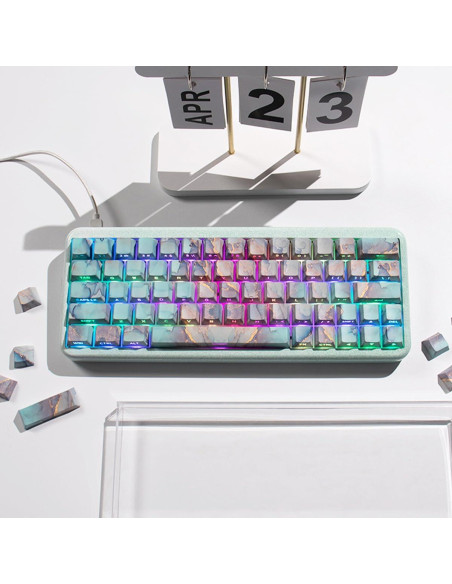 Conjunto de Teclas PBT Verde Mármol 133 Teclas Cherry Profile