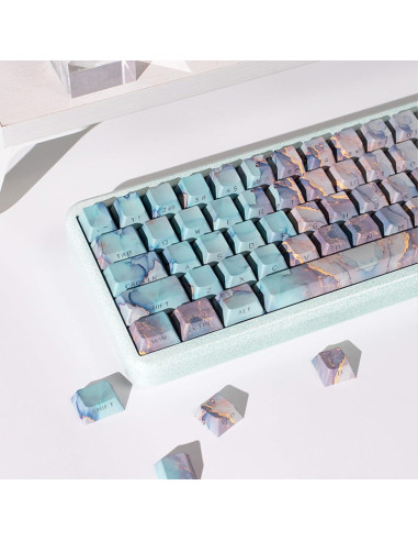 Conjunto de Teclas PBT Verde Mármol 133 Teclas Cherry Profile