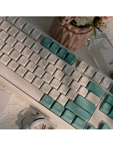 Teclas PBT Verdes y Blancas GEKUCAP 150 Teclas CSA