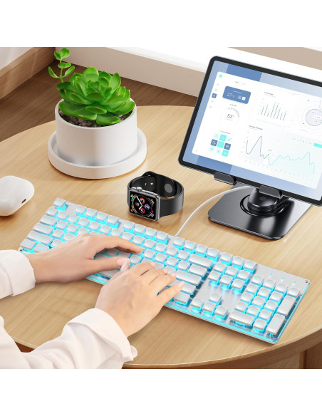 Teclado de máquina de escribir 104 teclas FS SHOP Retroiluminado