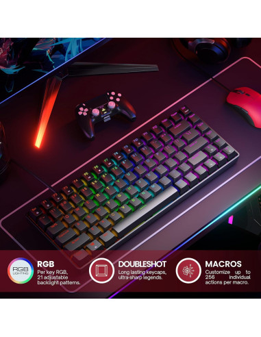 Teclado Mecánico HK Gaming GK75 75% Hotswap RGB Negro