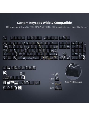 Teclas PBT Womier 136 Teclas Brillantes Negro Azul