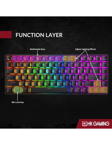 Teclado Mecánico HK Gaming GK75 75% Hotswap RGB Negro