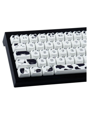 Conjunto de Teclas PBT 135 Gato Negro y Blanco Tyrixki