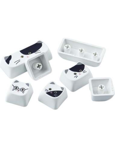 Conjunto de Teclas PBT 135 Gato Negro y Blanco Tyrixki