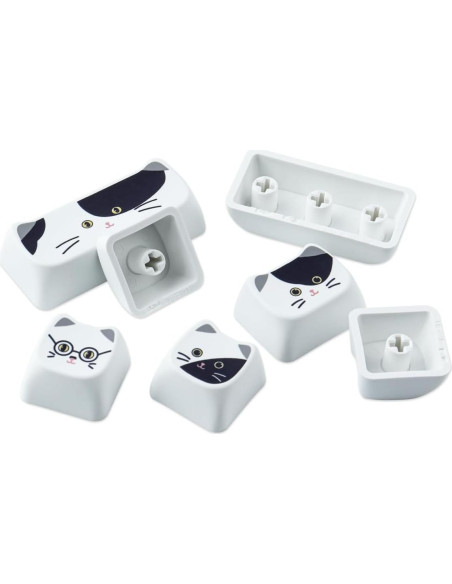 Conjunto de Teclas PBT 135 Gato Negro y Blanco Tyrixki