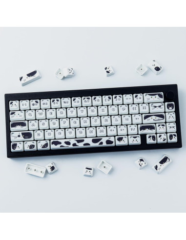 Conjunto de Teclas PBT 135 Gato Negro y Blanco Tyrixki