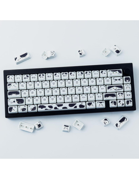 Conjunto de Teclas PBT 135 Gato Negro y Blanco Tyrixki