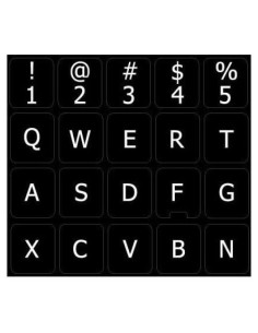 Etiquetas de Teclado Reemplazo Inglés US Fondo Negro 11x13mm