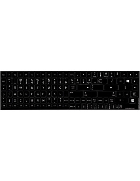 Etiquetas de Teclado Reemplazo Inglés US Fondo Negro 11x13mm